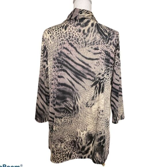 NWT S Point Open front shawl collar animal print cardigan jacket size 2X - Picture 2 of 8